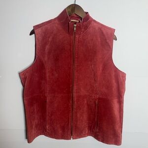 Women’s Stylish Ruff Hewn Burgundy Zip Up Suede Vest Bikercore